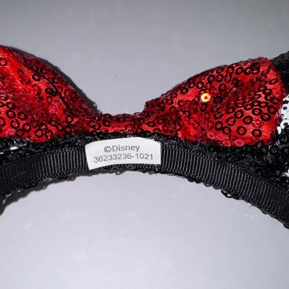 Disney Sequin Polka Dot Ears with Red Bow Headband